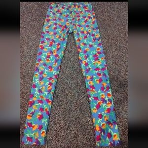 Lularoe Size OS Spring/summer Leggings Light Blue Bright Flowers